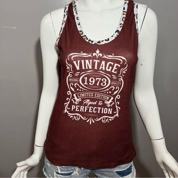 Vintage 1973 Brown Leopard Trim Tank -- M‎ - Picture 2 of 7